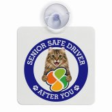 カーサイン 高齢者マーク SENIOR SAFE DRIVER アメリカンカール 車内用 吸盤タイプ 収れん火災防止タイプ 肉球 日本製 車 ステッカー