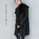 ラビット Wフェイス 軽量コート ビッグカラー/レディース ラビットコート 軽い 冬 一枚仕立て シェアード 軽量 暖かい 毛皮 ファー 本革 女性用 革 Aライン 着やせ 秋 冬 母 女性 ギフト プレゼント 7F (01000586r)