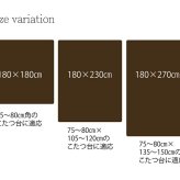 テーブル フリース こたつ用中掛け毛布 『ブリック中掛（フラット）』 約180×180cm フラットタイプ