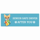 カーサイン 高齢者マーク SENIOR SAFE DRIVER チワワ ステッカー シール 長方形 20x6.7cm 肉球 日本製 車