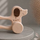 国産ヒノキの鈴入りコロコロワンコ｜音が鳴る木製おもちゃ｜犬の木のおもちゃ・知育玩具｜出産祝い