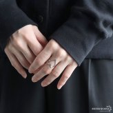 ステンレス ハートリング ワイヤーリング 透かし ニュアンス シンプルリング シルバー フリーサイズ レディース 女性 指輪 金属アレルギー対応