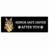 カーサイン 高齢者マーク SENIOR SAFE DRIVER メインクーン ステッカー シール 長方形 15x5cm 肉球 日本製 車
