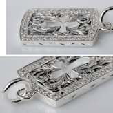 ハワイアンジュエリー ネックレス シルバー ネックレス 刻印 無料 誕生石入れ可 型抜き クロス ジルコニア プレート 十字架 シンプル シルバー925 ギフトラッピング可能 チェーン 長さ選べる プレゼント ハロウィン 【品番：CG-SP2939】