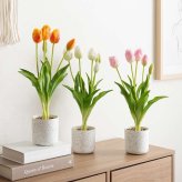 【高さ40cm】光触媒人工観葉植物 チューリップ 幅18cm×奥行18cm×高さ40cm お部屋に気軽に飾れて空間を美しく彩るフェイクグリーン 本物の生花のようなリアルな質感とインテリアに馴染む風合いが魅力です ホワイト ピンク オレンジ