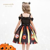 ハロウィン 衣装 子供ドレス 子供用 ハロウィンコスプレ 仮装 魔法使い 可愛い 魔女コスプレ コスチューム ワンピース ミモレ丈 コスプレ衣装 ドレス ハロウィン仮装 オレンジ ブラック カボチャ 女の子 3点セット 110 120 130 140 (WS015)