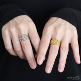 ステンレス 大きなお花のリング 2カラー フラワーリング 18KGP ゴールド gold シルバー 大ぶり オープンリング フリーサイズ レディース 女性 指輪 金属アレルギー対応