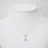 ［pearl591］ 8mm - 8.5mm ホワイトピンク ペンダント ダイヤモンド付 あこや真珠 ダイヤモンド：0.01ct