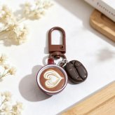 コーヒー キーホルダー 2点セット ミニチュア コーヒーカップ コーヒー豆 バッグチャーム カラビナ キーリング カフェ ラテアート おしゃれ かわいい バッグ 飾り プレゼント