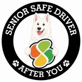 カーサイン 高齢者マーク SENIOR SAFE DRIVER ホワイトスイスシェパード ステッカー シール 直径13cm 肉球 日本製 車