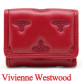 ヴィヴィアンウエストウッド 三つ折り財布 ミニ財布 レディース メンズ 男女兼用 折り財布 Vivienne Westwood ヴィヴィアン マルチオーブ型押し レッド VW4290 (51070057W-S002K-H201) 【2026年秋冬モデル】 【ラッピング無料 誕生日 お祝い プレゼント ギフト 贈り物】