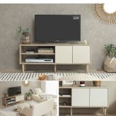 テレビ台 テレビボード バイカラー 幅110cm リビングボード テレビラック TVボード TV台 TVラック おしゃれ AV収納 ナチュラルモダン コンパクト 収納 扉付き Erin 可愛い 37インチ 42インチ 42V 木目 ディスプレイボード 新生活