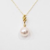 ［pearl582］ 8mm - 8.5mm ホワイトピンク ペンダント ダイヤモンド付 あこや真珠 0.01ct