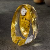  結婚祝 周記念 誕生祝 開店祝 退職祝 還暦記念 クリスタル時計 金箔加工DTH-23 大サイズ 名入れ無料　