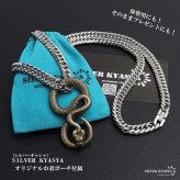 ステンレス スネークネックレス ヘビ ペンダントネックレス ダブル喜平チェーン 6面カット ごつめ ゴールド シルバー 燻し アニマル ユニーク リアル 鱗 メンズ 男性 金属アレルギー対応