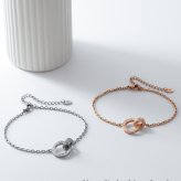 ハワイアンジュエリー ペアブレスレット つけっぱなし ステンレス 金属アレルギー ブランド 大人 シンプル インフィニティ サークル 2連リング インターロッキング サージカルステンレス 2本セット クリスマス 記念日 プレゼント テラグラティア Terra-gratia PairBracelet【lstb019pair】