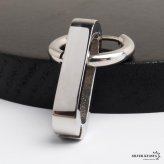 ステンレス チェーンの一コマピアス ドロップ リンクチェーン フープピアス ごつめ 揺れる かっこいい シルバー 片耳1点 大きめ 存在感 メタル メンズ 男性 金属アレルギー対応 イヤリング