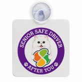 カーサイン 高齢者マーク SENIOR SAFE DRIVER ペルシャ 車内用 吸盤タイプ 収れん火災防止タイプ 肉球 日本製 車 ステッカー
