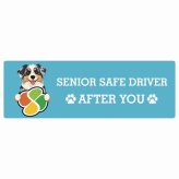 カーサイン 高齢者マーク SENIOR SAFE DRIVER オーストラリアンシェパード ステッカー シール 長方形 20x6.7cm 肉球 日本製 車