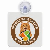カーサイン 高齢者マーク SENIOR SAFE DRIVER アメリカンボブテイル 車内用 吸盤タイプ 収れん火災防止タイプ 肉球 日本製 車 ステッカー