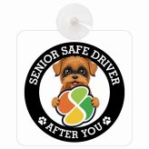 カーサイン 高齢者マーク SENIOR SAFE DRIVER ブリュッセルグリフォン 車内用 吸盤タイプ 収れん火災防止タイプ 肉球 日本製 車 ステッカー