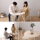 テーブル さわやかな円形ダイニング3点セット 新生活
