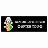 カーサイン 高齢者マーク SENIOR SAFE DRIVER ベドリントンテリア ステッカー シール 長方形 15x5cm 肉球 日本製 車