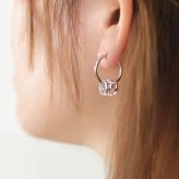 ハワイアンジュエリー ピアス 金属アレルギー対応 純チタンポスト シルバー925 プルメリア バレル 透かし彫り チャーム フープピアス クロッシングピアス 20G(ゲージ) 幅20mm レディース 誕生日 プレゼント ハロウィン 【品番：HE-SP33801】