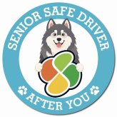 カーサイン 高齢者マーク SENIOR SAFE DRIVER アラスカンマラミュート マグネット 強力 直径13cm 肉球 日本製 車 ステッカー