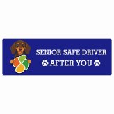 カーサイン 高齢者マーク SENIOR SAFE DRIVER ミニチュアダックスフンド ステッカー シール 長方形 20x6.7cm 肉球 日本製 車