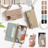 スマホケース 手帳型【AQUOS R2 Compact専用 くすみレザーorキルティング手帳ケース×ベルト×ロングストラップ(M)】スマホショルダー ショルダータイプ スマホバンド 持ち手 ギフト(メール便送料無料)受注生産