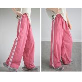 トラックパンツ レディース 通販 サイドライントラックパンツ ラインパンツ サイドラインパンツ ワイドパンツ シャカシャカパンツ ダンスパンツ 長ズボン レディースパンツ ボトムス 部屋着 ウエストゴム スポーツ ランニング カジュアル おしゃれ かわいい