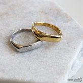 ステンレス 細身 印台リング シンプル ゴールド 18K GP シルバー シグネットリング レディース 女性 指輪 金属アレルギー対応