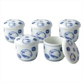 美濃焼 藍染丸紋 むし碗5客揃 31198  内祝 内祝い お祝 御祝 記念品 出産内祝い プレゼント 快気祝い 粗供養 引出物