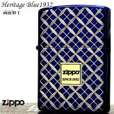 ZIPPO ブルー ヘリテージ ジッポ ライター 両面加工 彫刻 Heritage Blue 1932 ロゴ 青 おしゃれ 七宝 かっこいい ギフト プレゼント メンズ レディース