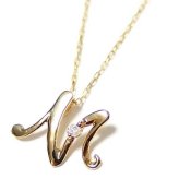 イニシャル ネックレス K18 ゴールド ダイヤモンド 0.01ct 一粒 ダイヤネックレス ペンダント 18金 レディース アクセサリー アルファベット M ギフト プレゼント
