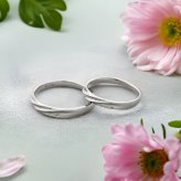 【受注生産品】【送料無料】 ペアリング 2個セット ステンレス ウェーブ 細身 3～30号 偶数号 誕生石 アミュレット シルバー＆シルバー サージカルステンレス316L アレルギーフリー アクセサリー ジュエリー プレゼント ギフト 記念日 white clover ホワイトクローバー 刻印無料