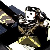ZIPPO 和柄 刀 ブラック＆ゴールド ジッポ ライター かっこいい 彫刻 日本 金差し 和風 漢字 おしゃれ 黒金 メンズ ギフト プレゼント