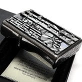 ZIPPO ライター 虎 アンティークシルバー メタル重ね貼り ジッポ クロームバレル 和柄 日本 おしゃれ タイガー かっこいい ギフト プレゼント メンズ 渋い