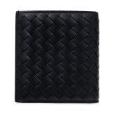 ボッテガヴェネタ 二つ折り財布 メンズ イントレチャート BOTTEGA VENETA 財布 ブラック 黒 小銭入れなし 札入れ カード入れ6枚 本革 レザー カーフスキン コンパクト ウォレット 222338 V47W1 1000