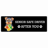 カーサイン 高齢者マーク SENIOR SAFE DRIVER ヨークシャーテリア ステッカー シール 長方形 15x5cm 肉球 日本製 車