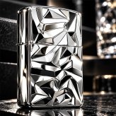ZIPPO アーマー ジッポ ライター アイスカット シルバー White Nickel 両面加工 彫刻 かっこいい 重厚 おしゃれ メンズ ギフト プレゼント