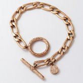 ハワイアンジュエリー ブレスレット つけっぱなし レディース イニシャル 刻印 ステンレス 金属アレルギー ブランド 大人 マンテル トグル Tバー フィガロチェーン ローズゴールドカラー サージカルステンレス クリスマス 誕生日 プレゼント テラグラティア Terra-gratia【gbss211rg】単品