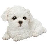 置物 woobia ウービア 犬 白い犬 リラックスマルチーズ 白 幅15.8cm 伏せ 小型犬 寝そべり リアル 本物そっくり イギリス生まれ 職人手彩色 縁起物 戌年 玄関 インテリア 新築祝い 引っ越し祝い 開店祝い 出産祝い 誕生日 お祝い ギフト プレゼント 犬好き マルチーズ好き
