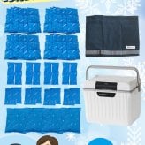 アニちゃんマークのひんやり帽子最強セット【本体＋冷却ジェル＋保冷剤＋クーラーボックスセット】かぶる氷枕 頭 冷やす グッズ 熱中症対策 暑さ対策 冷却帽子 高齢者 氷嚢 頭を冷やす帽子 冷却用帽子 保冷シート ひんやりぼうし 冷却グッズ 帽子の中 大人用 送料無料