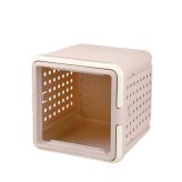リッチェル キュービックルーム グレージュ 犬猫用キャリーハウス ペットキャリーバッグ ハウス ゲージ 移動用ケージ 通院 避難用 猫用 犬用 小型犬 折りたたみ おしゃれ