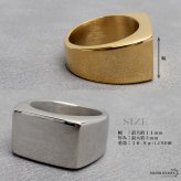 ステンレス スクエア 印台リング 小指用 ピンキーリング 鏡面 メタル シグネットリング シンプルリング ゴールド シルバー ブラック メンズ 男性 指輪 金属アレルギー対応