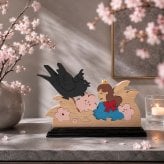 国産ヒノキの童話シリーズ｜親指姫の木製組み木｜台座付き｜アクリル絵の具仕上げ｜木製インテリア・贈り物