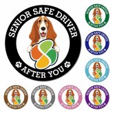カーサイン 高齢者マーク SENIOR SAFE DRIVER バセットハウンド マグネット 強力 直径13cm 肉球 日本製 車 ステッカー