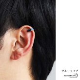 ステンレス ラインイヤーカフ シンプル メタリックイヤーカフ 耳の穴不要 フェイクピアス ノンホール ゴールド シルバー ブルー 開閉式 3本線 フープ 両耳2点セット メンズ 男性 イヤリング 金属アレルギー対応